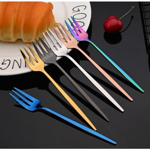 6pcs Tea Fork Tableware Set Stainless Steel Small Fruit Fork Dinnerware Cutlery Set Gold Cake Snack Gold Salad Fork Flatware Set