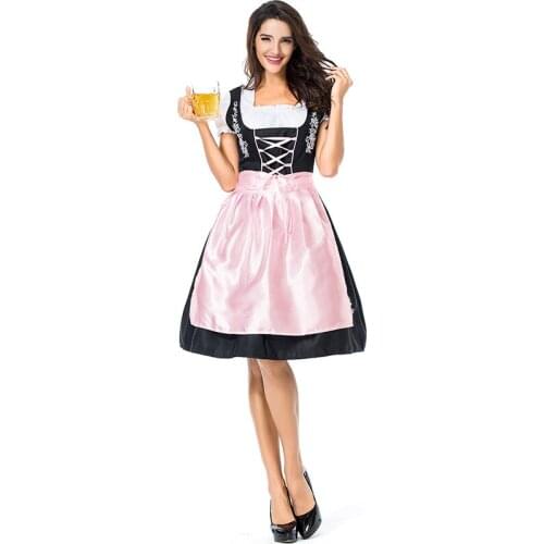 New German Oktoberfest Costume Bar Promotion Performance Costume Pink Embroidered Beer Beer Girl Actress