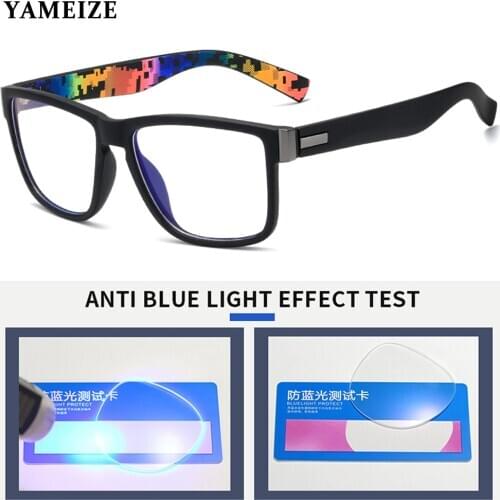 YAMEIZE Anti Blue Light Glasses Men Transparent Eyewear Frame Square Gaming Glasses Computer Protection Optical Eyeglasses