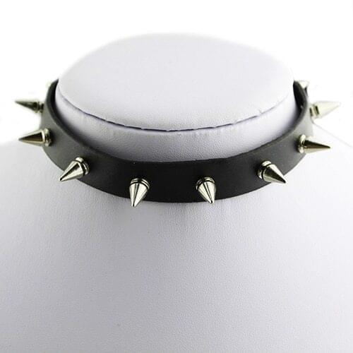 Gothic Men Women Unisex Faux Leather Spike Rivet Choker Punk Necklace Jewelry 2020
