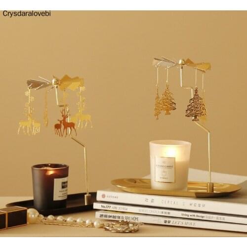 Tray Rotating Candlestick Aromatherapy Candle Romantic Revolving Scenic Lantern Windmill Decoration Birthday Gift for Wedding