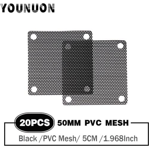 20PCS 5cm 50mm Mesh PVC PC Fan Dust Filter Dustproof Case Computer Mesh Cover Dust Cover 50x50mm PVC Fan Filters