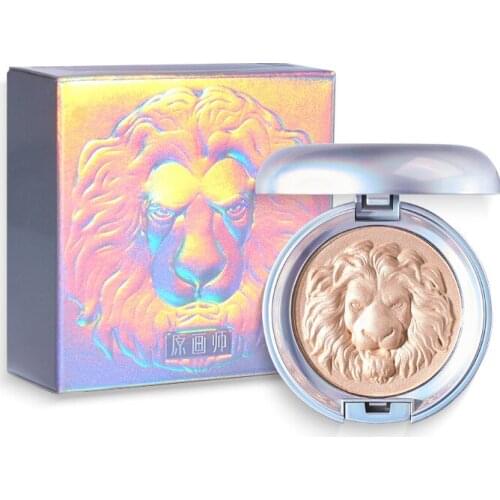 4D Lion Head Relief Pure High Quality NUDE Highlighter Metallic Shimmer Highlighting Makeup Powder 3 Colors Face Make up Contour