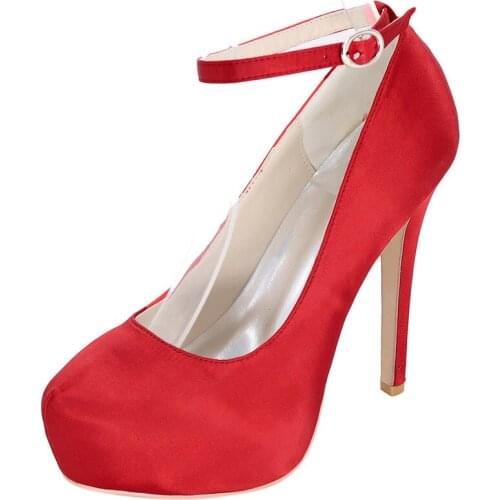 Luxury Women Pumps 2020 Sexy Wedding Party Thin High heels Sexy Round Toe Silk 12.5CM Buckle Strap mujer bombas shoes size 35-42