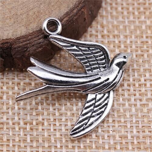 Charms for Jewelry Making Findings Handmade DIY Craft 15pcs Antique Silver Color 30x28mm Swallow Charms Pendant