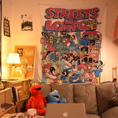 Cute Cartoon Background Fabric Bed Head Cloth Hanging Ins Style Decoration Website Red Wall Cloth Vertical