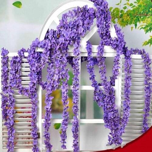 90"(230cm) Super Long Artificial Silk Flower Hydrangea Wisteria Garland For Garden Home Wedding Decoration Supplies 6 Colors Av