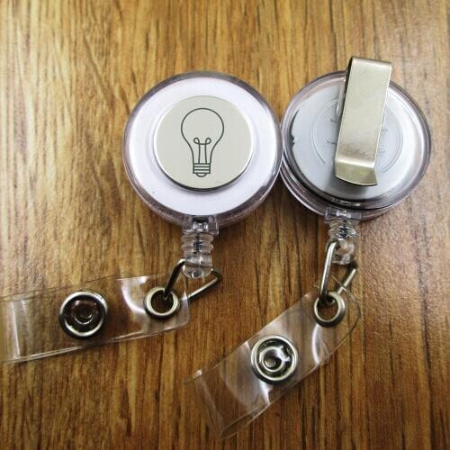 Lightbulb ID Badge Reel gift for him/her friend family retractable recoil id badge holder work fun