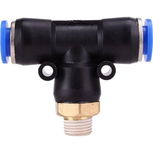 Pneumatic Hose Air Connector Joint T-Shaped Tee 6mm 8mm 10mm 12mm Hose To 1/8" 1/4" 3/8" 1/2" BSP Male Thread Coupler
