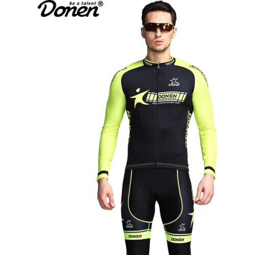DONEN Cycling suits mens new road spring and autumn long-sleeved suspenders trousers bicycle short-sleeved suspenders shorts