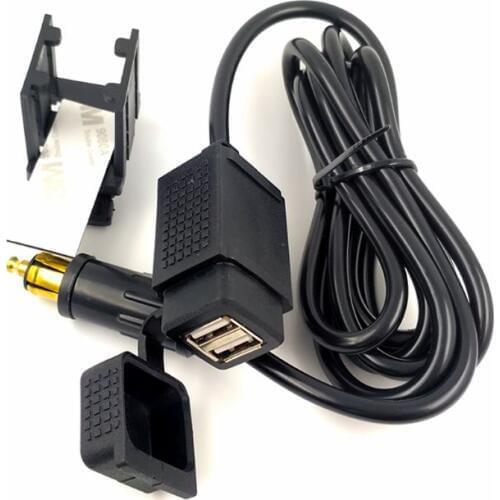 12V-24V Waterproof Motorbike DIN Hella Powerlet Plug to 2.1A Dual USB Charger Socket Power Adapter With 1.8m Cable for BMW Trium