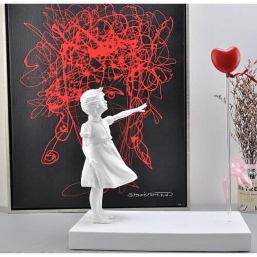 Girl and Heart Balloon Inspired by Banksy Artwork Modern Sculpture Home Decoration Statue House Decor England Art Nordic Style