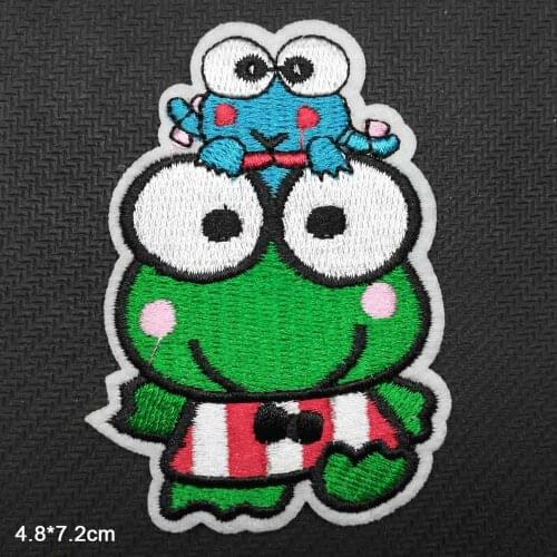 Frog With Baby Frog Animal Cartoon Lovely Iron On Embroidered Clothes Patches For Clothing Stickers Garment Wholesale