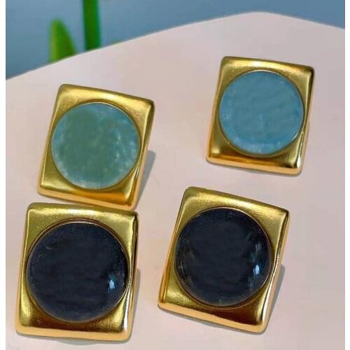 Woman earrings luxury jewelry South Korea Japan popular 2021 retro color earring jewelry designer stainless steel gift