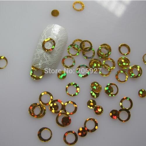 GD3-2 20g/bag Cute Laser Gold Circle Nail Art Shinny Glitter Cute Decoration Nail Art Decoration