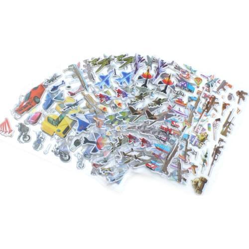 10Pcs no-repeat DIY Toys Stickers PVC Gifts For Kids Aircraft Gun motorcycle Car model C