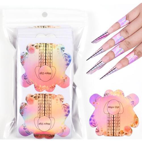 100pcs/bag Nail Extension UV Gel Tips Extension Builder Form Guide For Nail Extension Stencil Manicure Tools Nail Art Tools