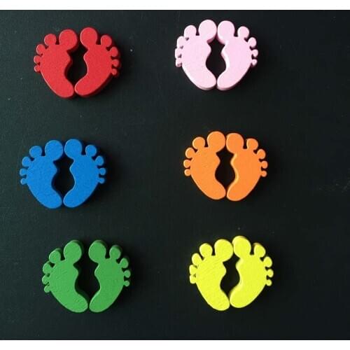 100pcs Mixed Foot Pattern Wooden Spacer Beads For Jewelry Making 14*22mm