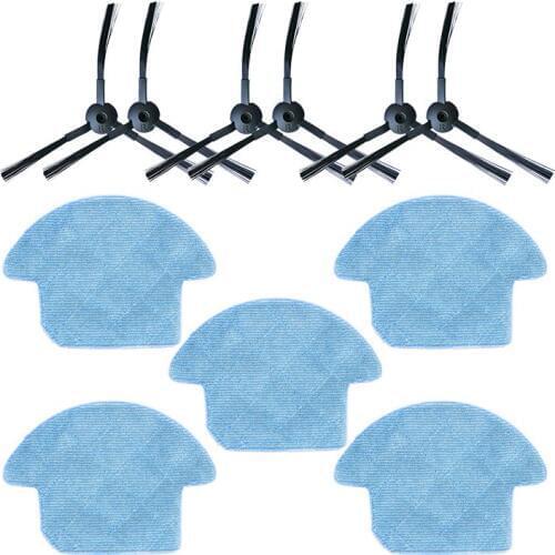 6 * side brush + 5 * V7 mop cloth for ilife v7s v7s pro V7 pro robot vacuum cleaner parts