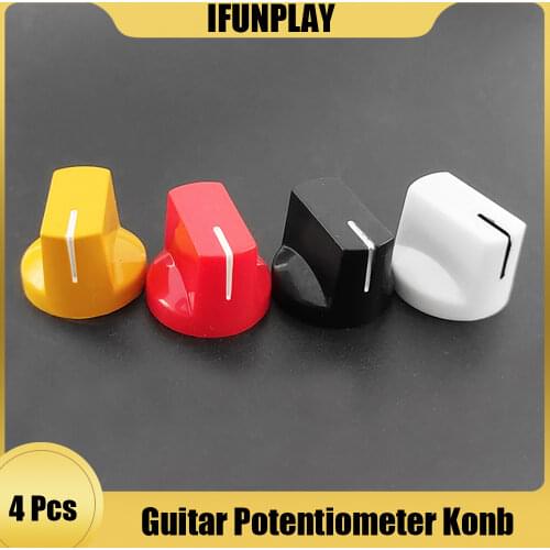4Pcs Colorful ABS Flat Head Guitar Pedal Guitar AMP Knob Electric Guitar Pot Potentiometer Knobs Guitar Parts