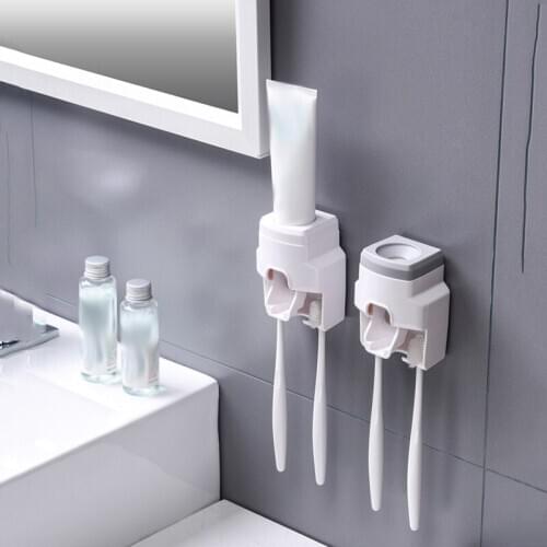 Automatic Toothpaste Dispenser Wall Mount Toothbrush Holder Lazy Toothpaste Squeezer for Toilet Home Bathroom Accessories Set