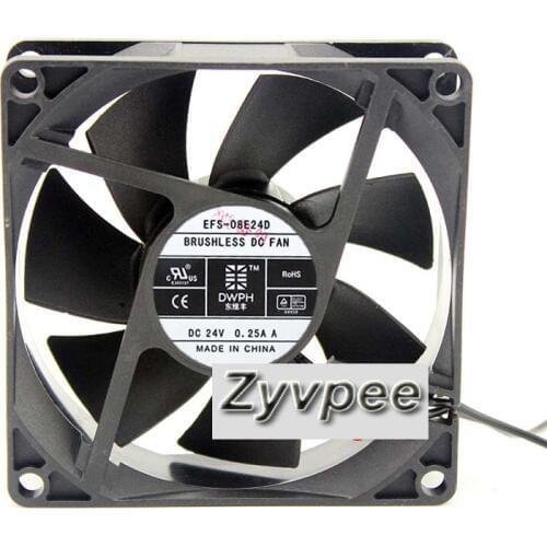 EFS-08E24D 80*25mm DC24V 0.25A 2 wires DC case fan,8cm cooling fan,inverter cooler