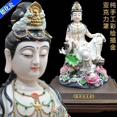 Collection of 19 inch painted gold kind of Avalokitesvara like Avalokitesvara Buddha ornaments crafts ceramics