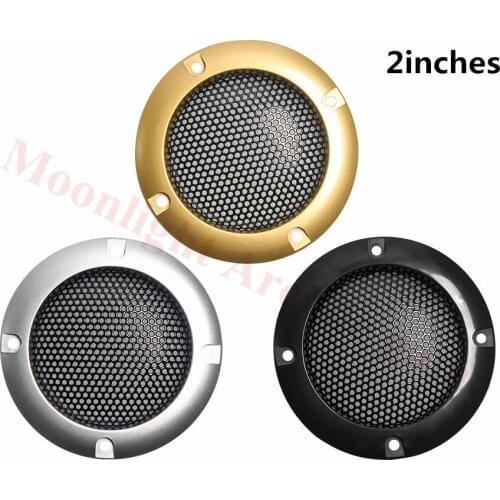 2Pcs 2Inch Speaker Net Cover Gold Silver Black Car Subwoofer Mesh Enclosure Protective Grille Circle Speaker Accessories
