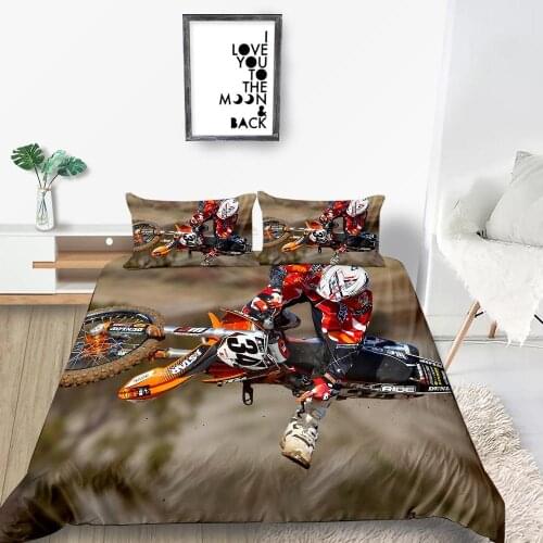King Size Bedding Set Motorcycle Show Cool Fashionable 3D Duvet Cover For Young Man Queen Twin Full Single Double Bed Set