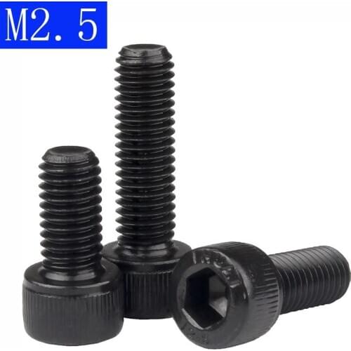 M2.5 - 0.45 2.5mm Black 12.9 Grade Alloy Steel Allen Hex Socket Cap Head Screw DIN 912