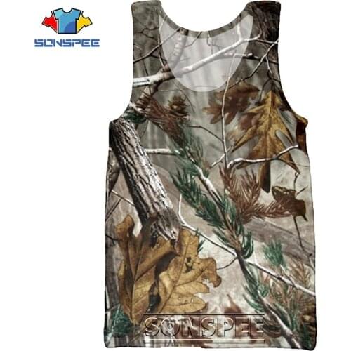 SONSPEE 3D Print Camouflage Tree Mens Tank Tops Casual Fitness Bodybuilding Gym Muscle Hunting Men Sleeveless Sea Vest Shirt