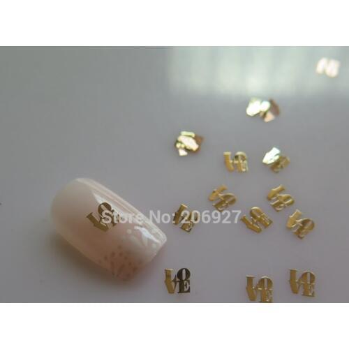 MS326-2 100pcs Gold Cute Love Metal Sticker Nail Art Metal Sticker Nail Art Decoration Non-adhesive Sticker