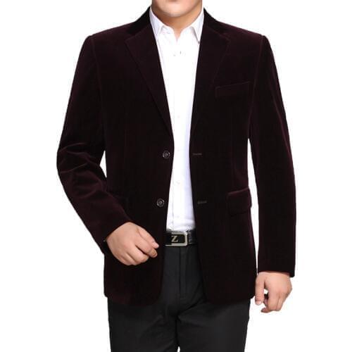 WAEOLSA Men Striped Velvet Blazers Elegant Plain Color Suit Coats Man Wool Blazer Hombre Corduroy Suit Men Jackets Red Navy Blue