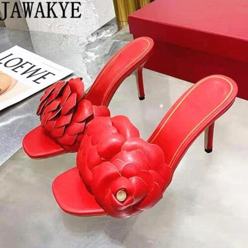 Summer Hot Sale Wedding Shoes Woman Petal flower Designer Leather Slippers Luxury Brand Mules Ethnic Bride Party Shoes Mujer