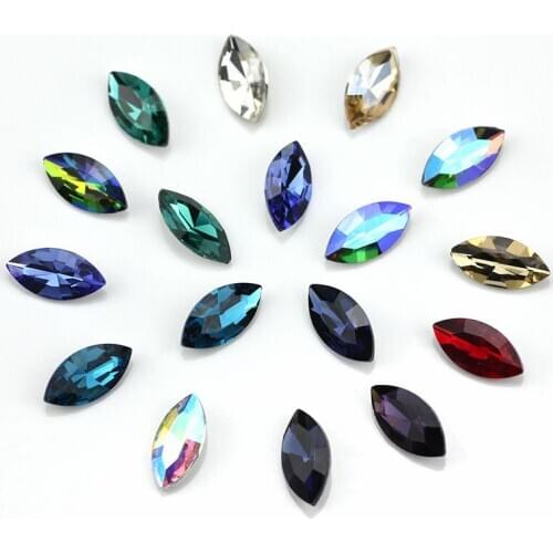 Navette non-porous rhinestone color Navette shape rhinestone crystal handicraft nail phone glue diy decoration