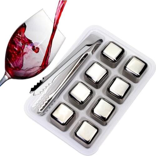 Stainless Steel Ice Cubes Household Iced Whiskey Vodka Cooling Ice Cubes Recyclable Hotel Tableware Accessories for Wine Glasses