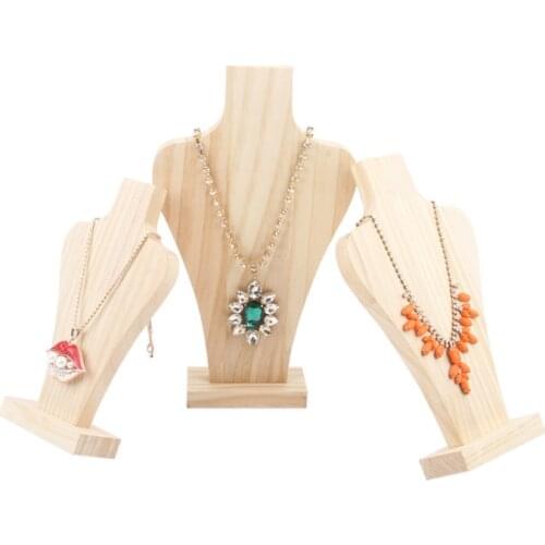 2019 New High-end Unfinished Natural Wood Model Bust for Necklace Pendant Jewelry Display Stand / box Gift