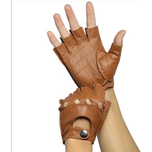 Genuine leather! mens good quality semi-finger gloves outdoor slip-resistant tactical lucy refers to genuine leather gloves