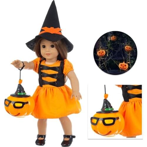 Clothes + hats + pumpkin lanterns, Halloween clothes suits For 18 inch American Girls Doll Clothes, (Shoes are not included)