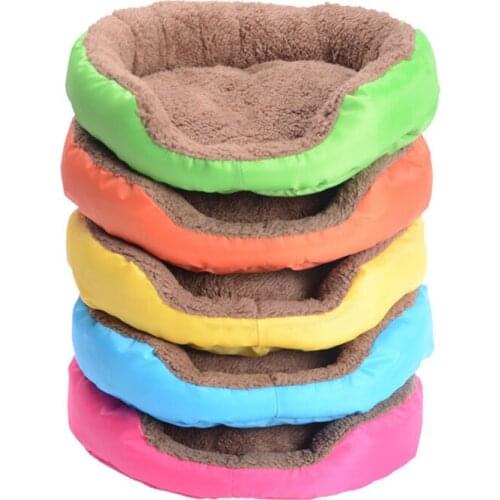 Pure Color Round Soft Dog Beds High Quality Cotton Cloth Winter Puppy Supplies Folding Plush Cats Sofa Bed Mat Blanket Cushion