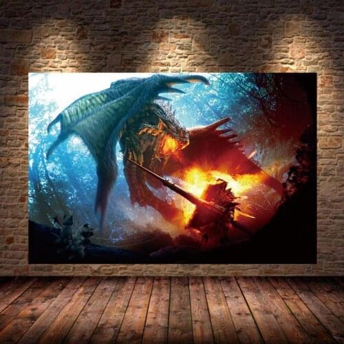 The Poster Decoration Painting of MONSTER HUNTER WORLD on Oil Canvas Painting Art Posters And Prints For Bedroom Decor Unframed