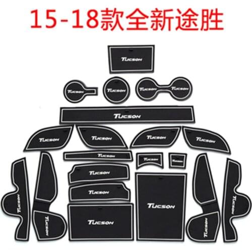 For Hyundai Tucson 2015-2018 Car styling Gate Slot Pad Non-slip Cup Mats Anti Slip Door Groove Mat Sticker Car Accessories