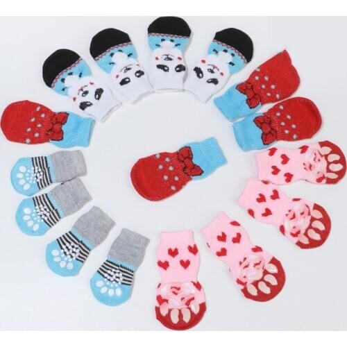 Puppy Cat Dog Winter Shoes Anti-Slip Knit Socks Small Pet Cat Shoes Thick Warm Paw Protector Dog Socks Pets Supplies