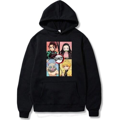 Anime Harajuku Demon Slayer Hoodie Pullover Sweatshirt Kimetsu No Yaiba Tanjirou Zenitsu Tomioka Giyuu Children Clothes