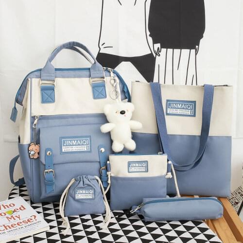 Backpack Female Student Korean Schoolbag Female Bag Waterproof Canvas Backpack 2021 Mommy Bag Large-capacity Leisure Backpack