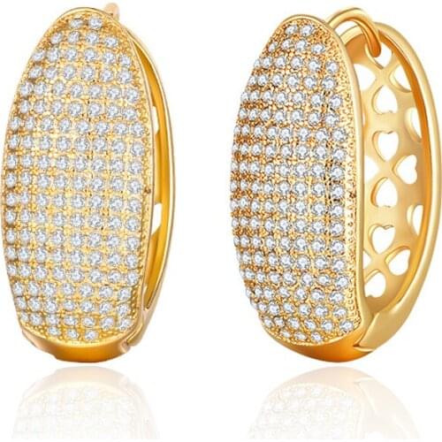 Luxury CZ Gem Stone Big Stud Earrings for Women Gold Silver Color Heart Cubic Zircon Earrings Korean Elegant Jewelry Girls Gifts