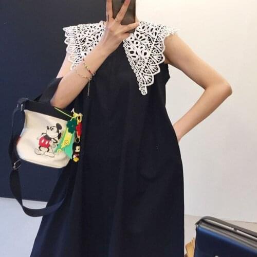 2021 New Fashion Summer Sweet Women Dress Solid Cotton Lace O Neck Sleeveless Dress Casual Elegant Dress for Women Vestido 13994