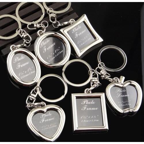 1PC Zinc Alloy Mini Openable Photo Frame Couple Keychains Creative Geometric Model Keychain Couples Memory Keychain