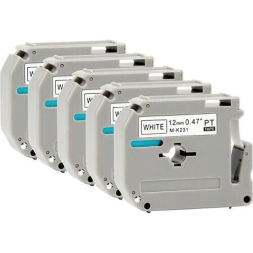 10 PK Free shipping Black on White 12mm compatible M tape label catridge M-K231 MK231 M231 M K231