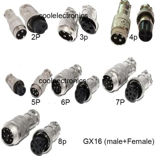 10pcs 2/3/4/5/6/7/8 Pin GX16 16mm Male & Female Wire Panel Socket Plug Connector